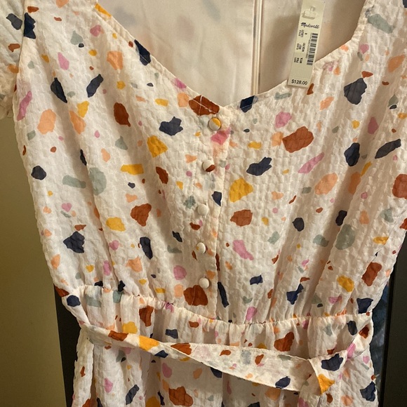 Madewell Tie-Waist Midi Dress in Terrazzo NWT - Picture 7 of 9